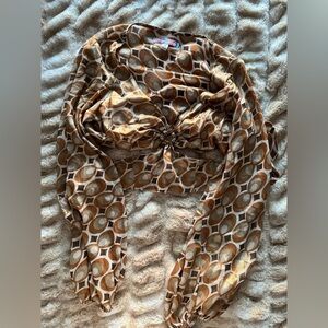 Urban Outfitters Brown and Tan Circle Pattern Blouse